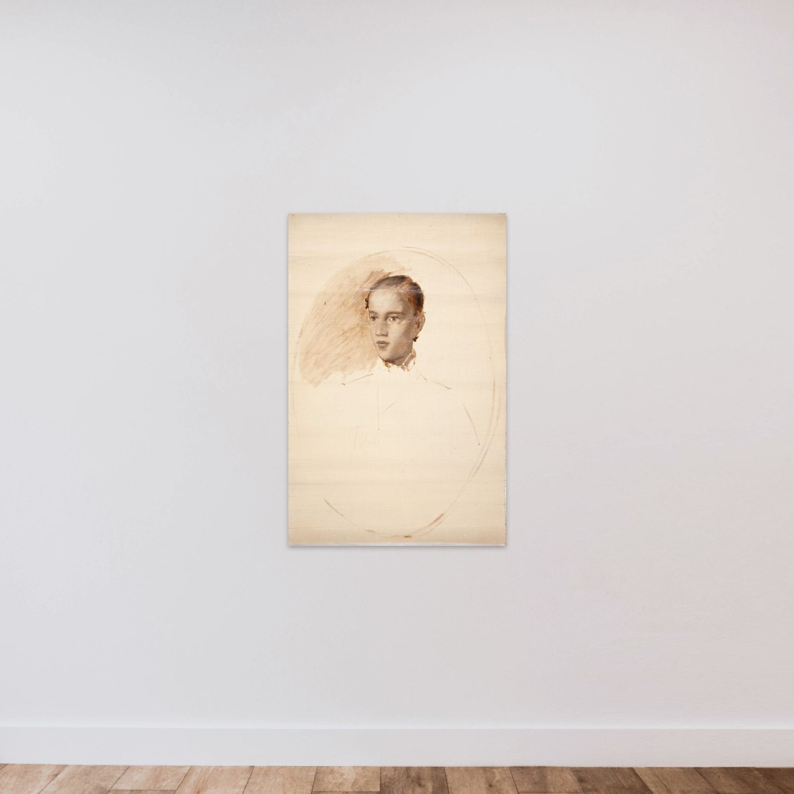 Portrætskitse. Formodentlig kunstnerens søn Thorald Jerichau unframed — shown to scale