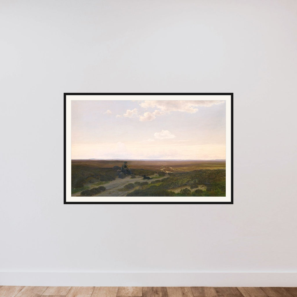 Udsigt over heden ved Pårup nær Silkeborg framed — shown to scale
