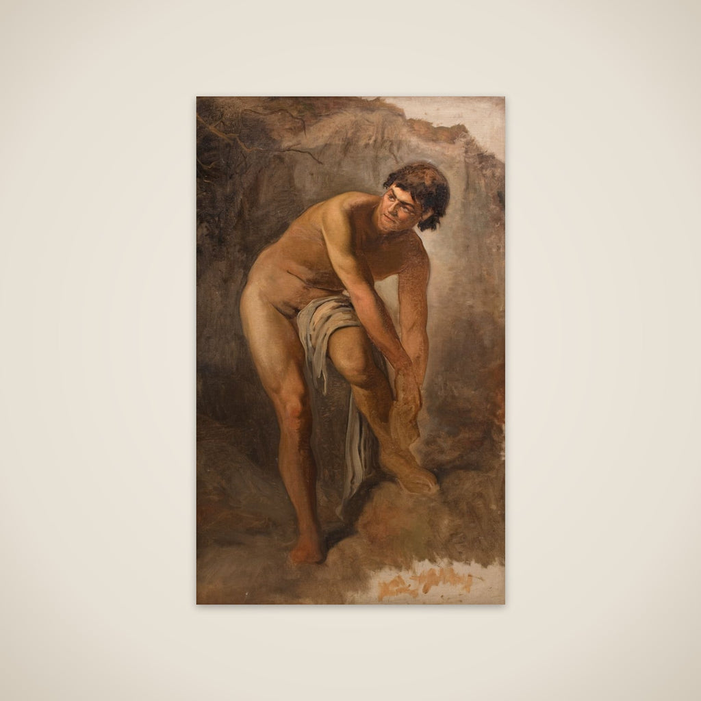 Ung italiensk mandsfigur i klippelandskab unframed print