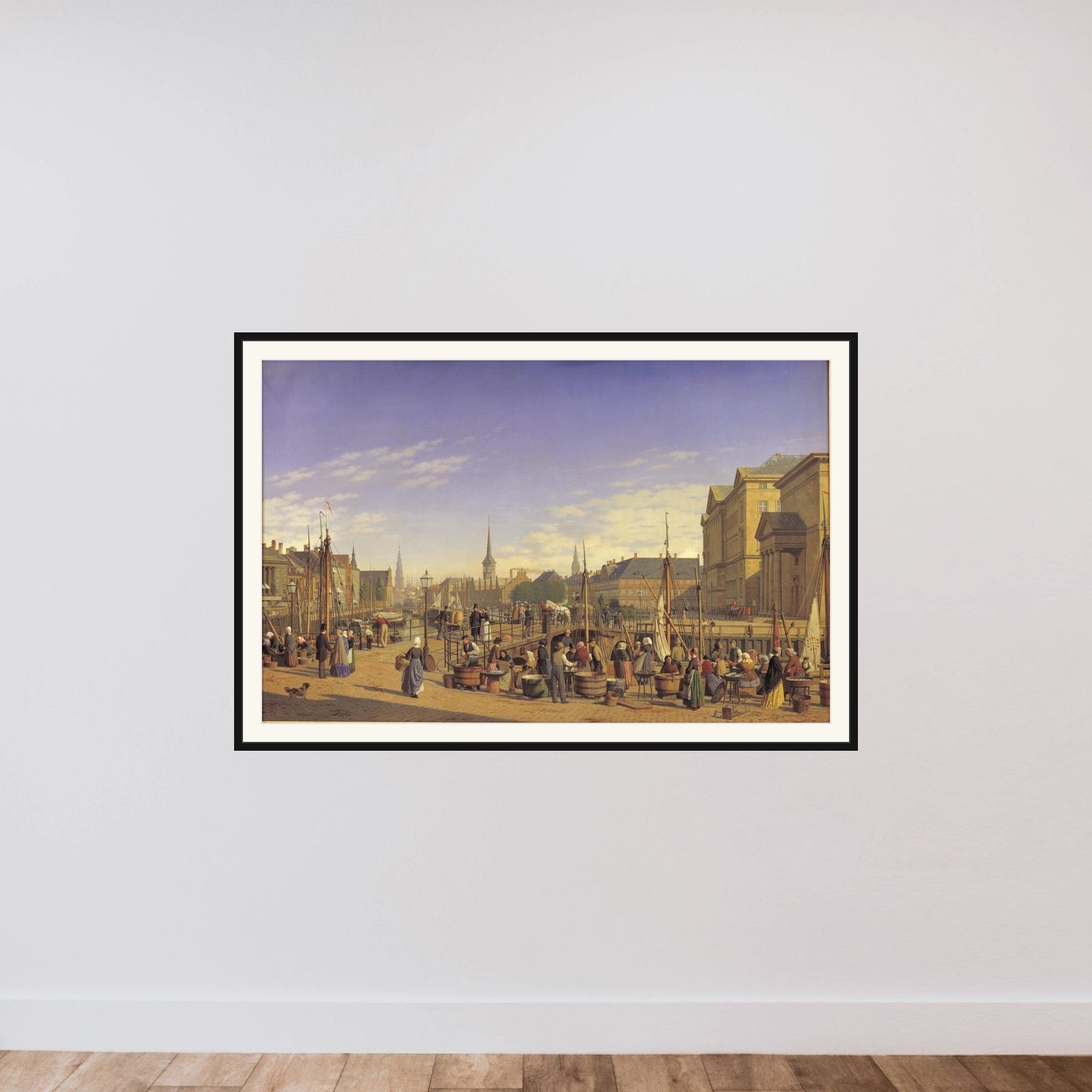 Udsigt fra Gammel Strand mod Christiansborg framed — shown to scale
