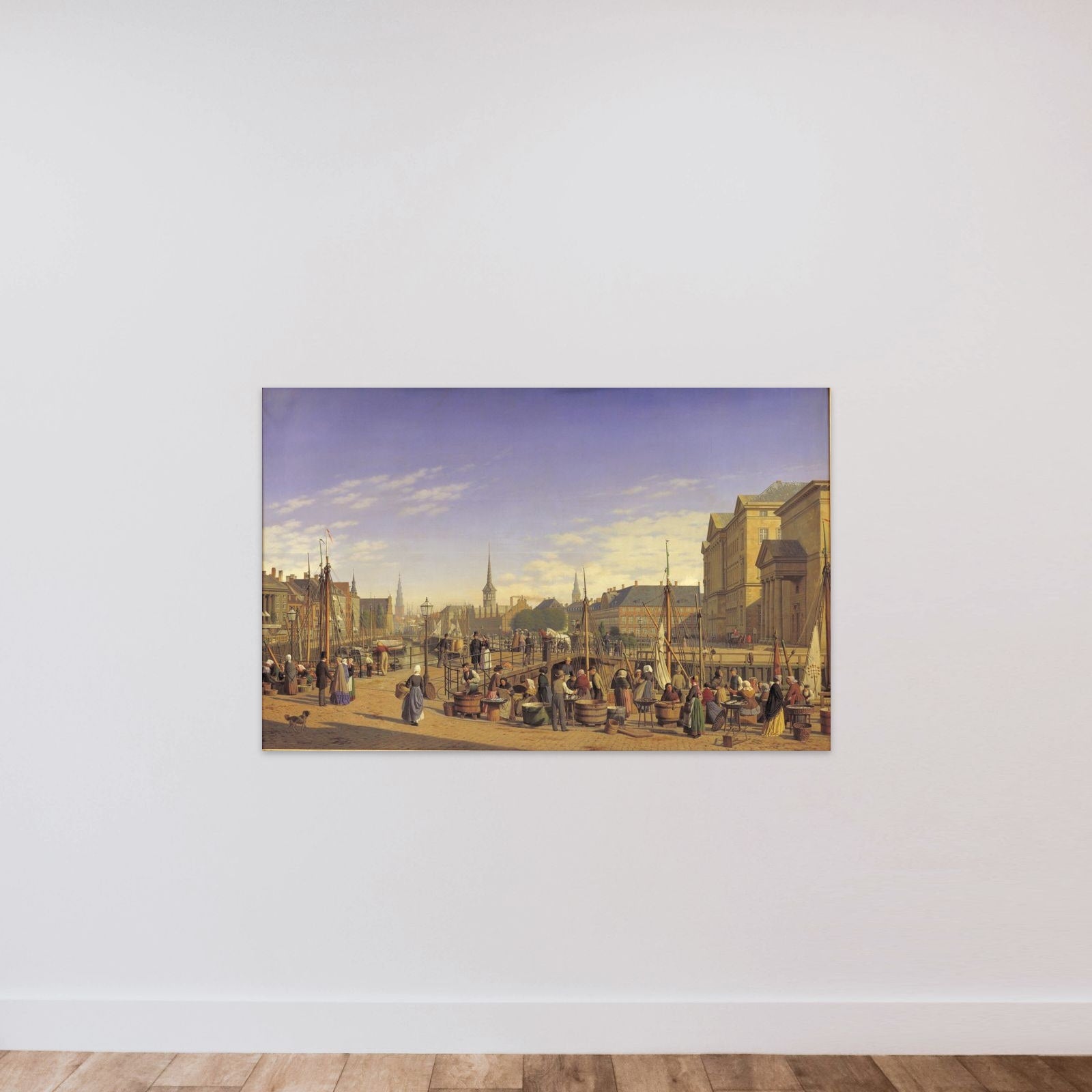 Udsigt fra Gammel Strand mod Christiansborg unframed — shown to scale