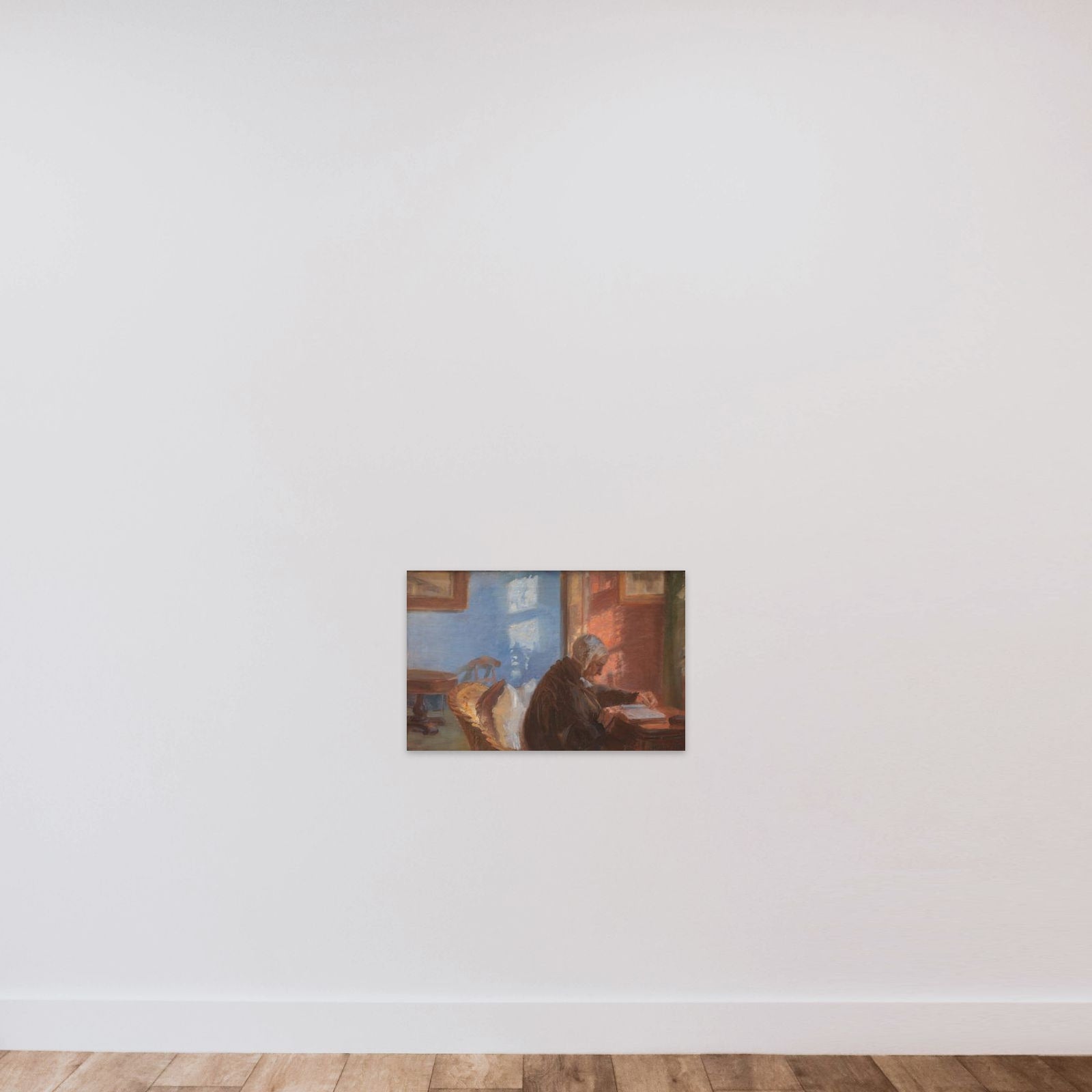 Kunstnerens mor Ane Hedvig Brøndum i den røde stue unframed — shown to scale