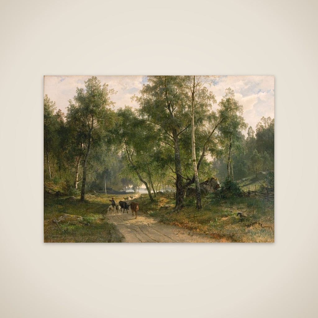 Under birkene. Motiv fra Mälaren unframed print