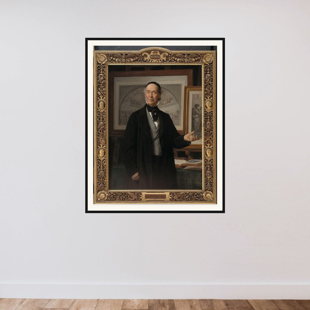 Kunsthistorikeren, professor N. L. Høyen framed — shown to scale