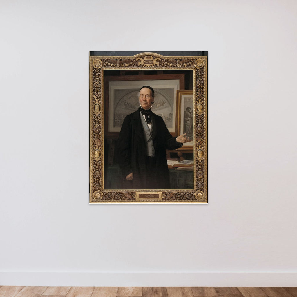 Kunsthistorikeren, professor N. L. Høyen unframed — shown to scale