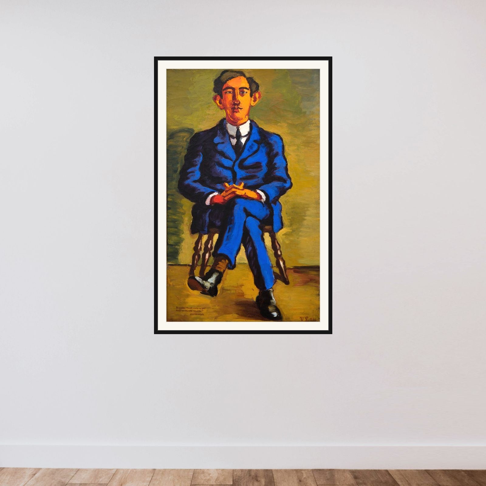 Portræt af Emil Bønnelycke framed — shown to scale