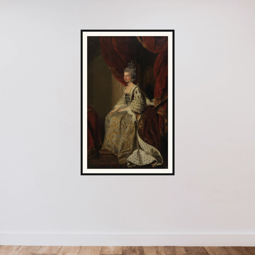 Charlotte Sofie af Mecklenburg-Strelitz. Kong Georg III's gemalinde framed — shown to scale