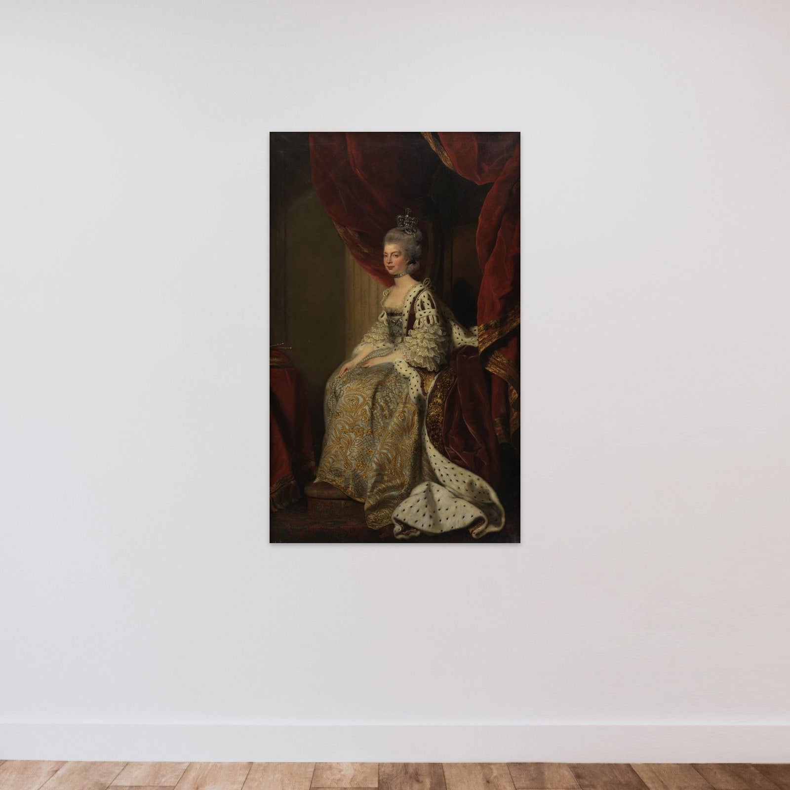 Charlotte Sofie af Mecklenburg-Strelitz. Kong Georg III's gemalinde unframed — shown to scale