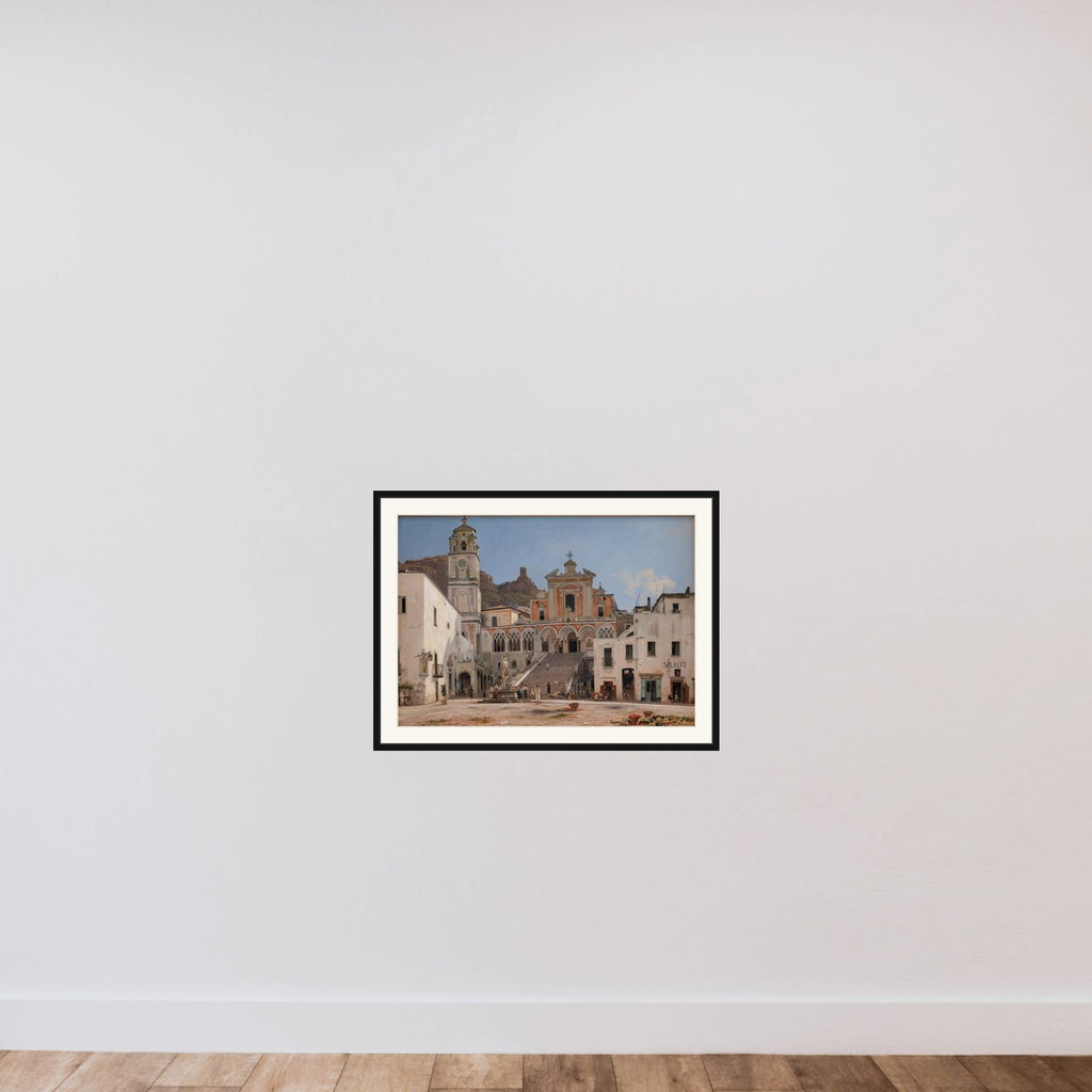 Parti af torvet i Amalfi framed — shown to scale