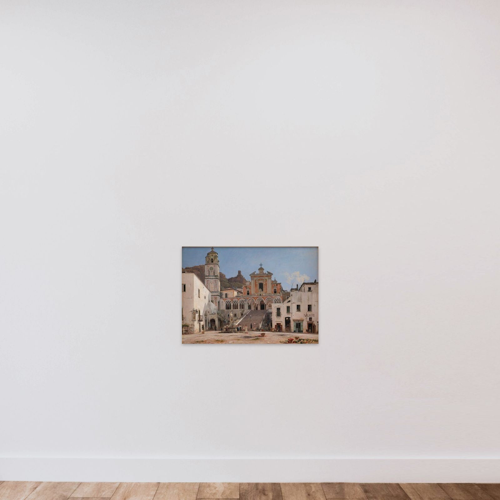 Parti af torvet i Amalfi unframed — shown to scale