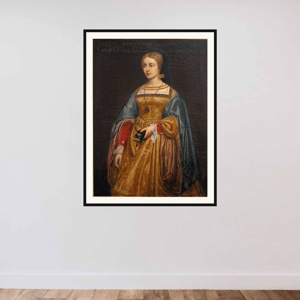 Elisabeth, Christian II's dronning framed — shown to scale