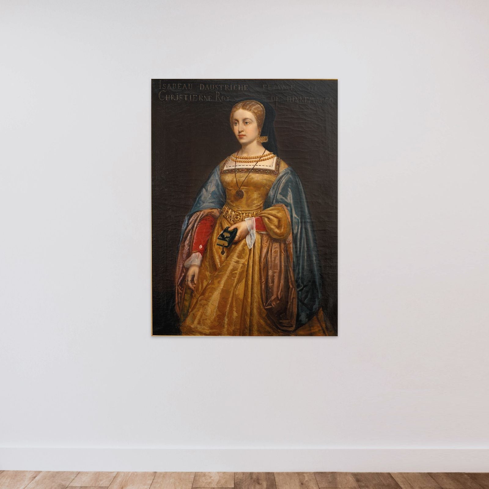 Elisabeth, Christian II's dronning unframed — shown to scale