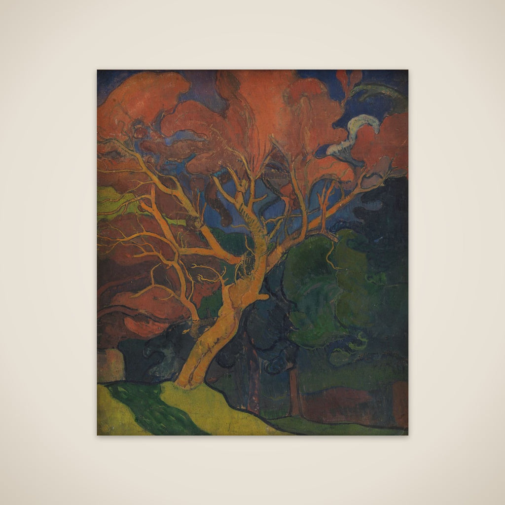 Skovinteriør med kroget træ unframed print