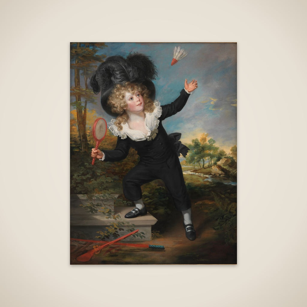 Portræt af Kennett Dixon, der spiller badminton unframed print