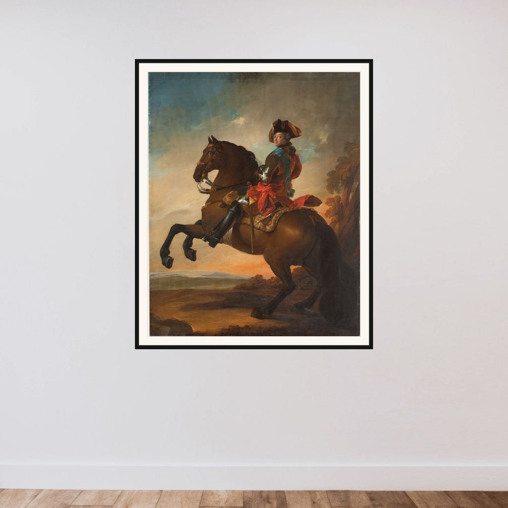 Portræt af Frederik V til hest framed — shown to scale