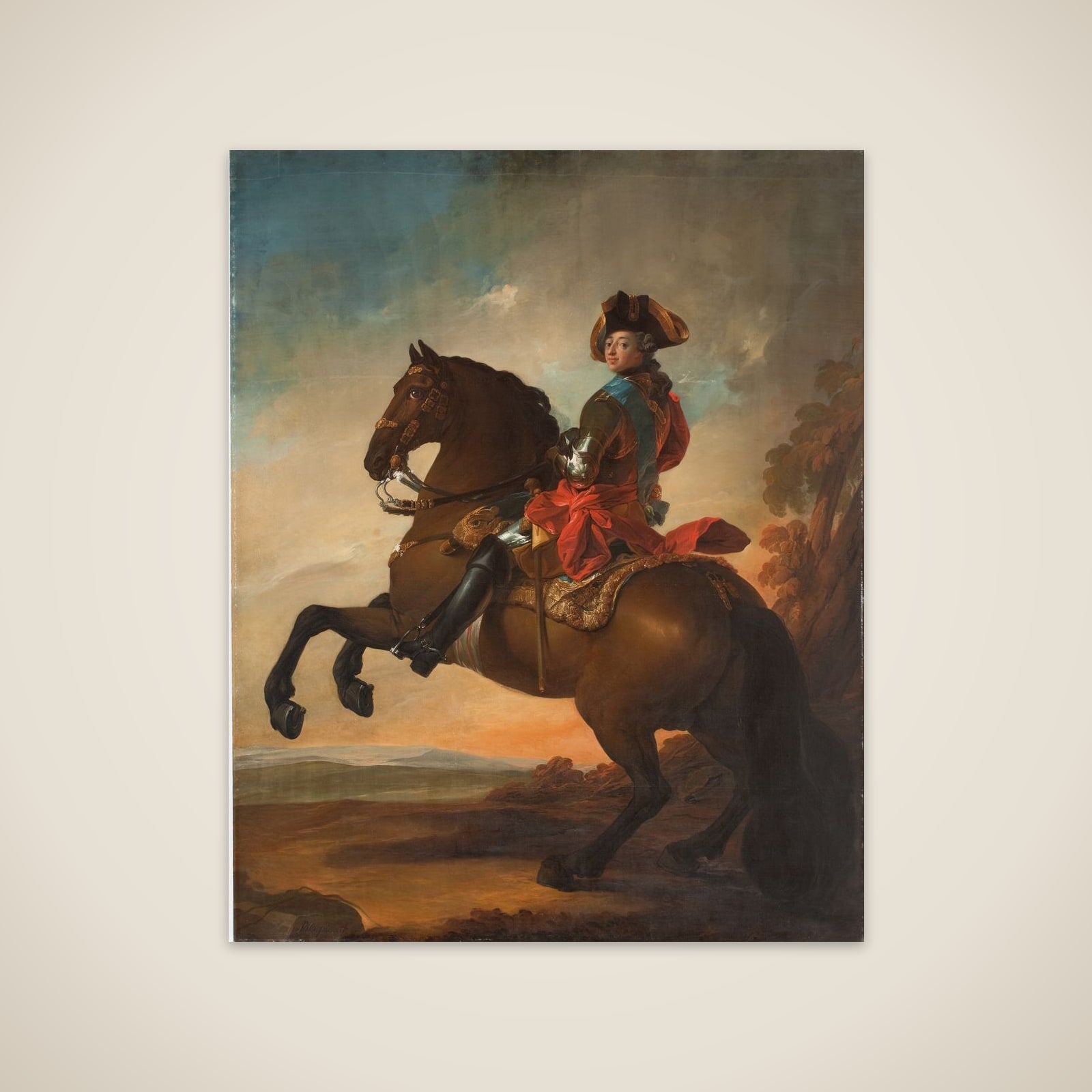 Portræt af Frederik V til hest unframed print