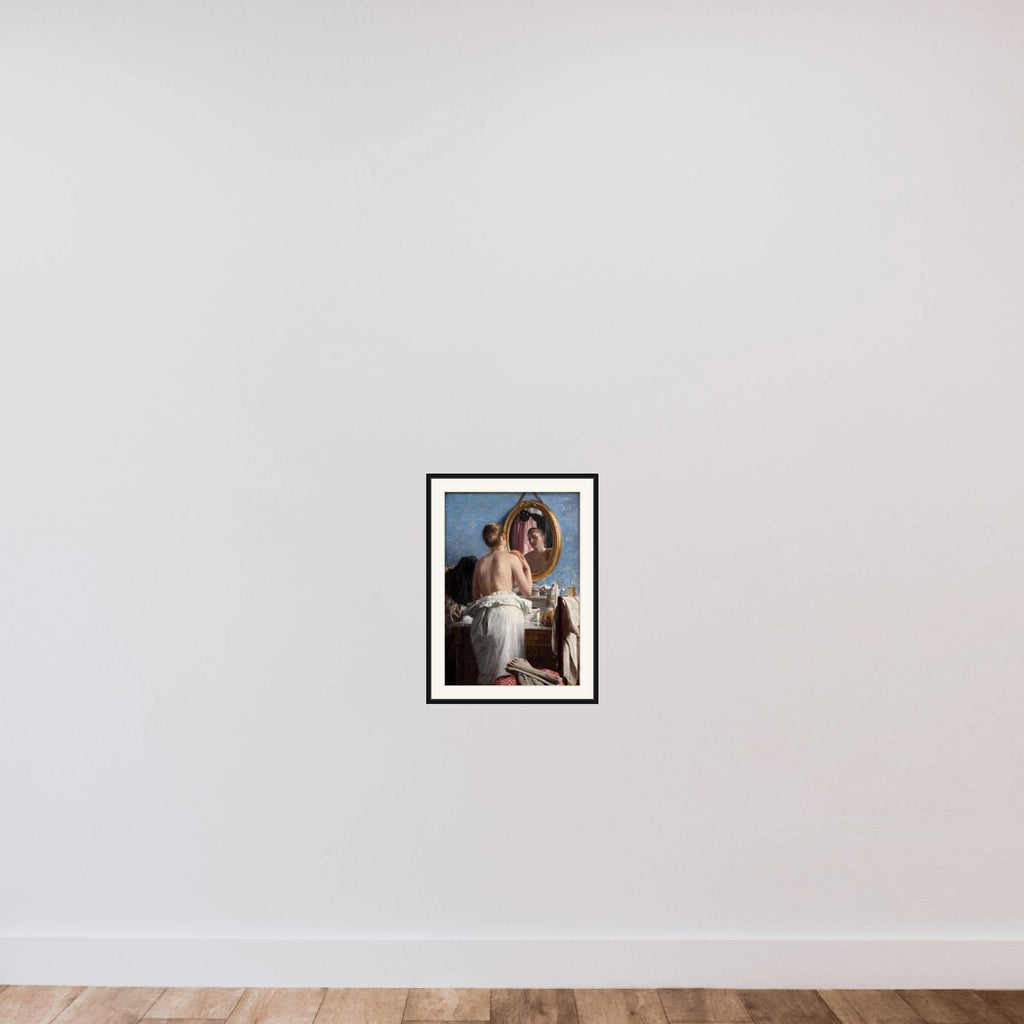 En pige, som vasker sig før et karneval framed — shown to scale