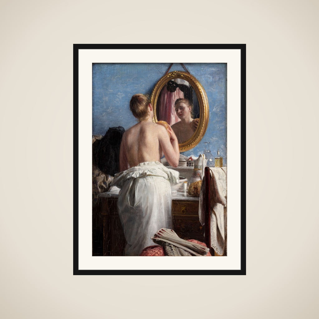 En pige, som vasker sig før et karneval framed