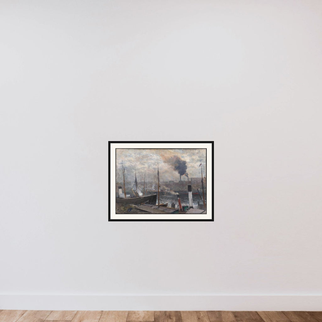 Parti fra en havn i Paris framed — shown to scale