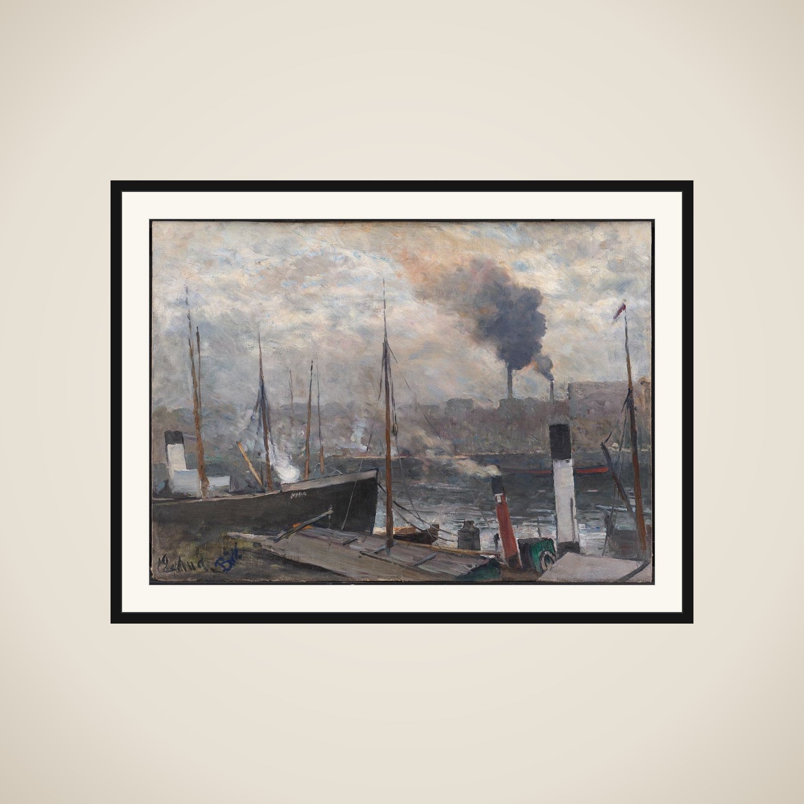 Parti fra en havn i Paris framed