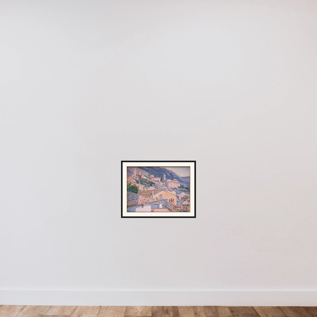 Landskab fra Sydeuropa framed — shown to scale