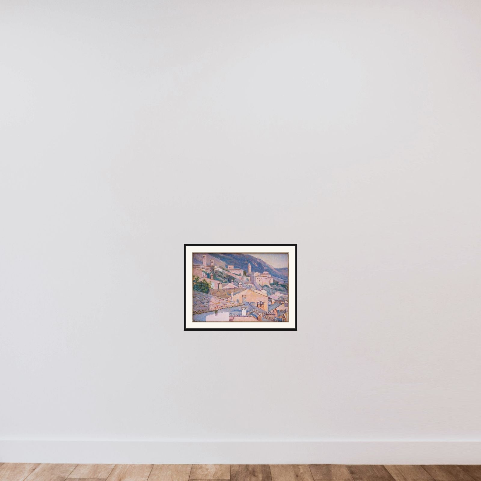 Landskab fra Sydeuropa framed — shown to scale