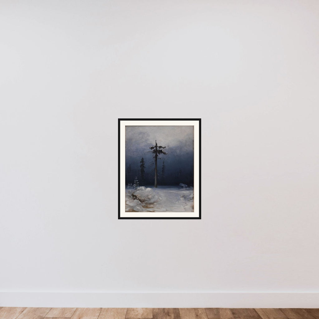 Træ i vinterskov framed — shown to scale
