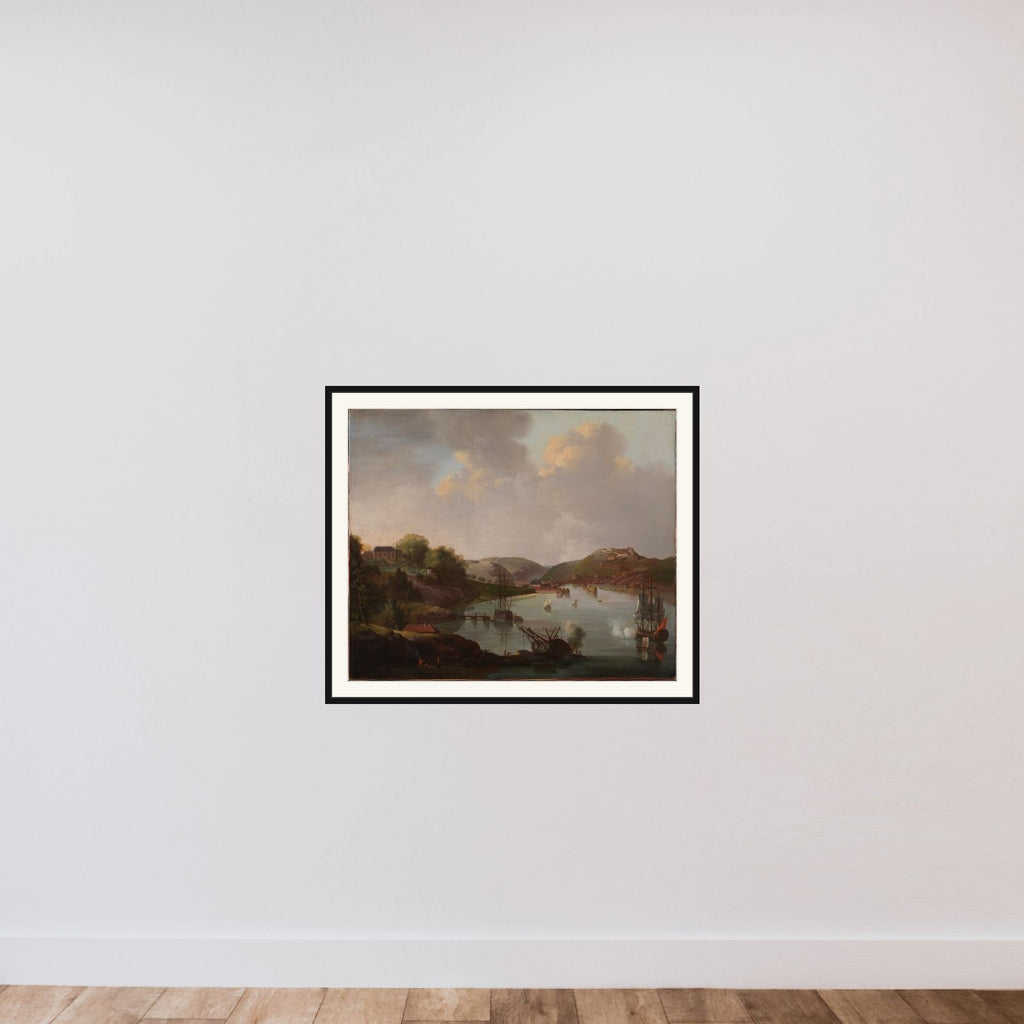 Udsigt over Frederikshald i Norge framed — shown to scale