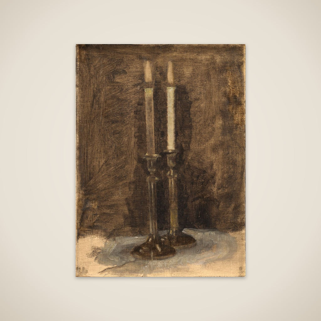To lys på et bord unframed print