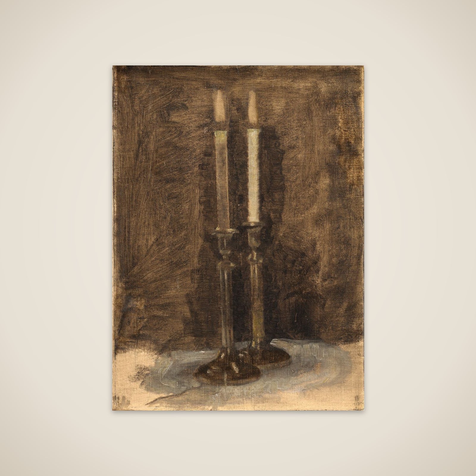 To lys på et bord unframed print