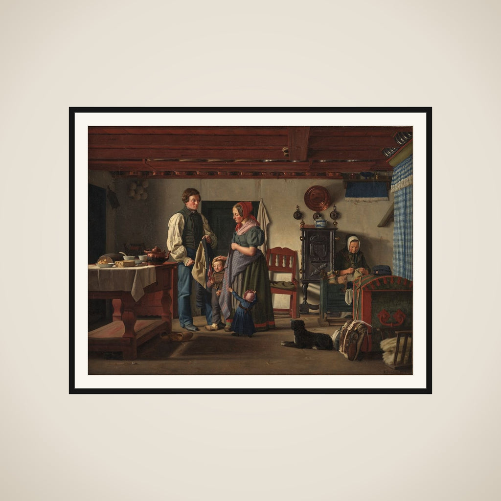 Reservesoldatens afsked med sin familie framed