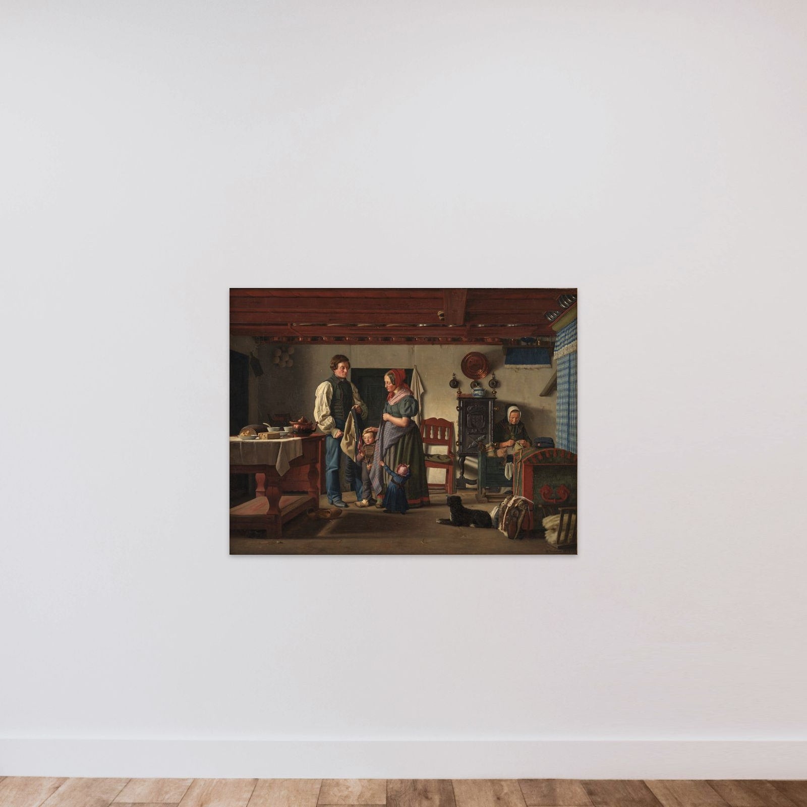Reservesoldatens afsked med sin familie unframed — shown to scale