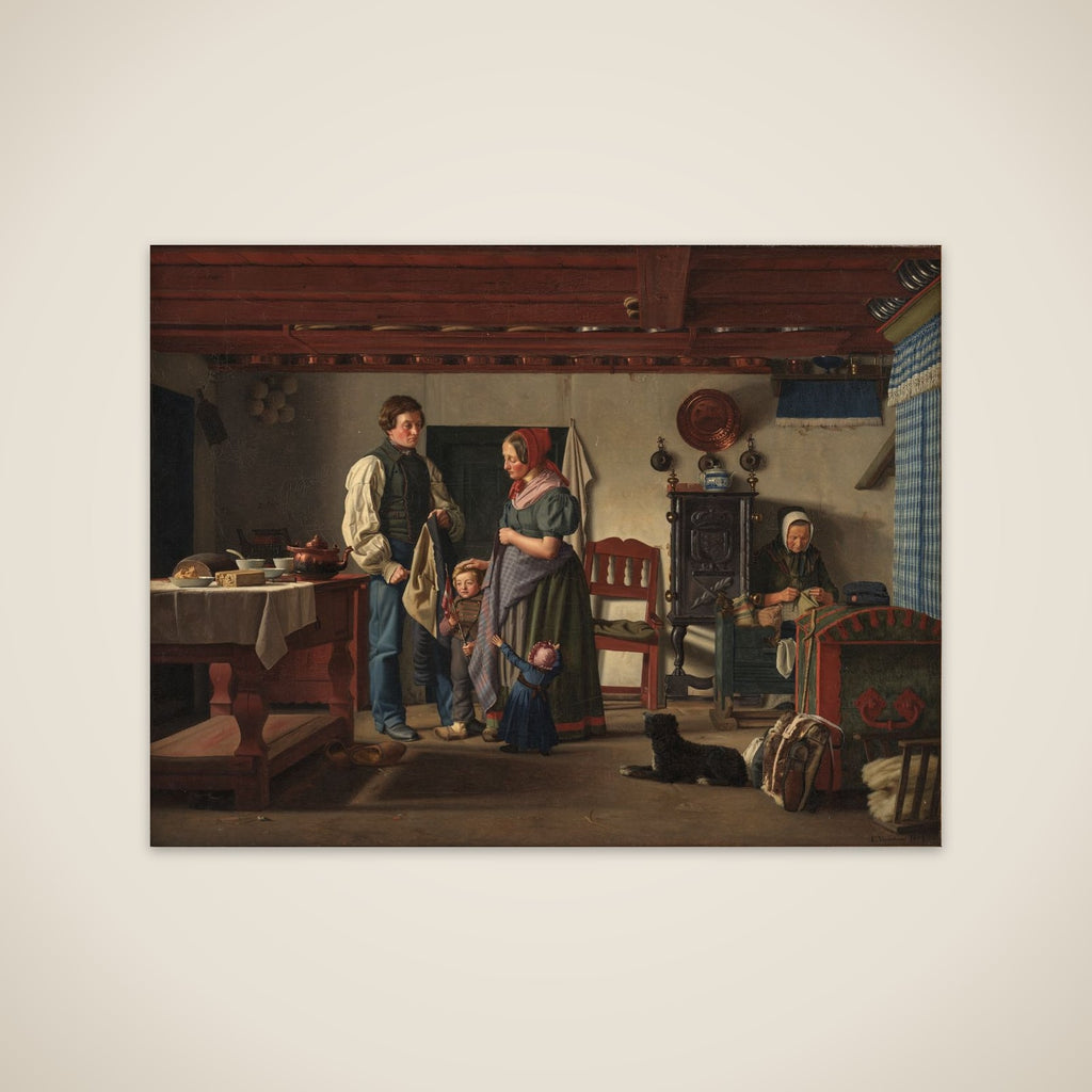 Reservesoldatens afsked med sin familie unframed print