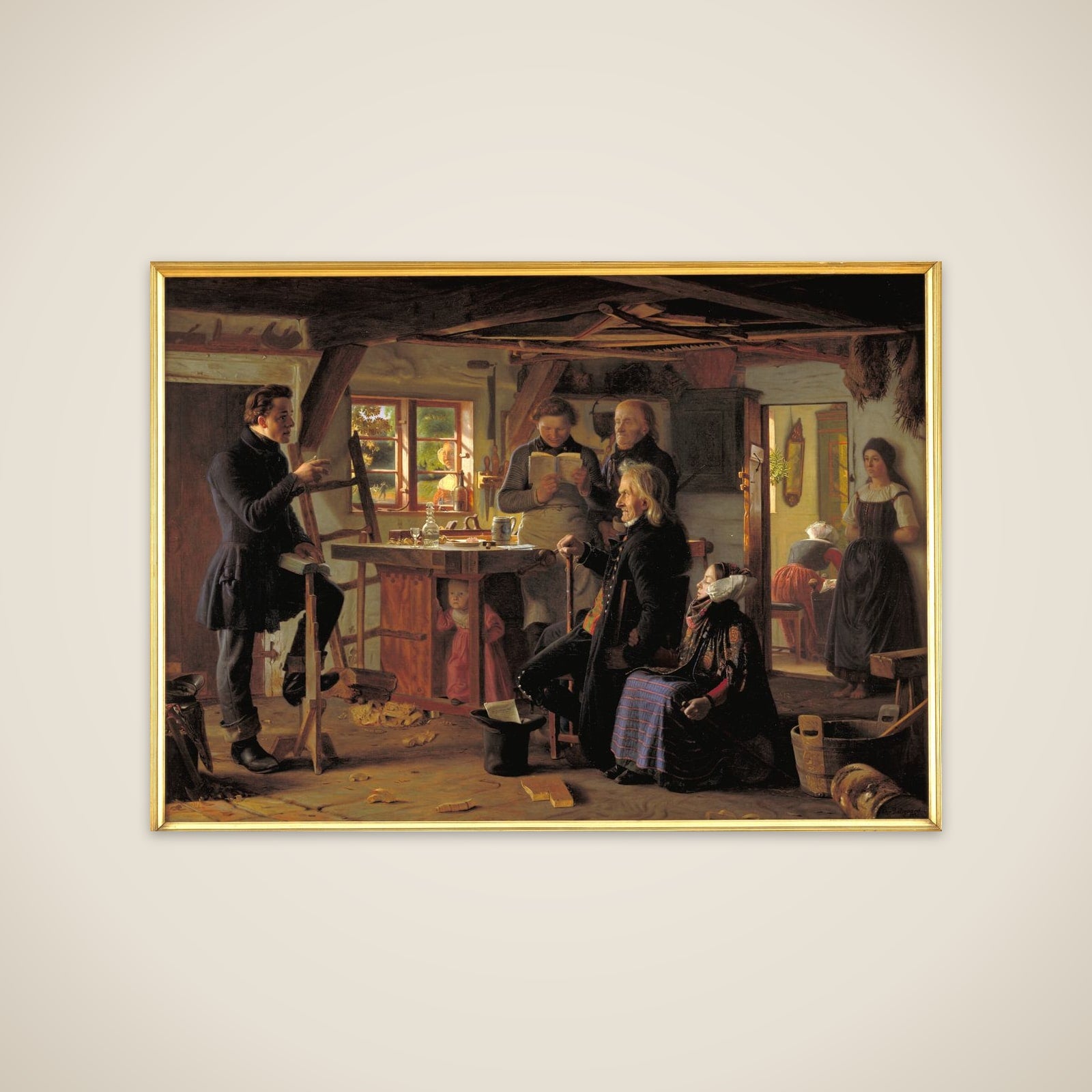 Mormoner på besøg hos en tømrer på landet unframed print