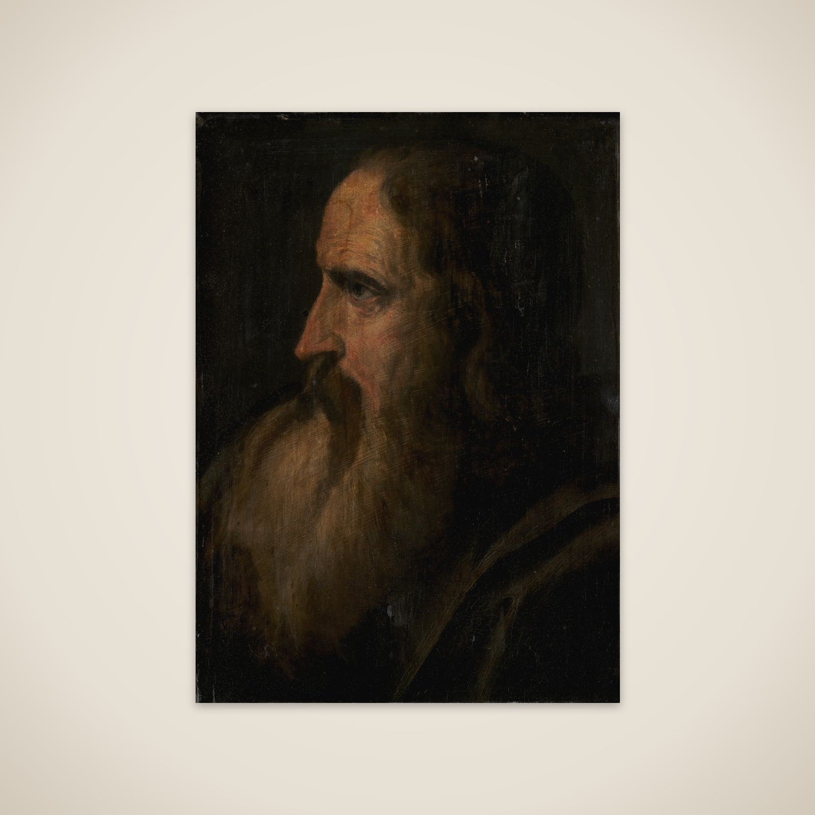 Portræt af skægget mand unframed print