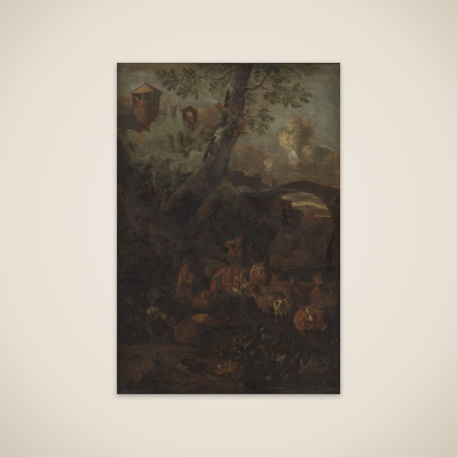 Landskab med muldyr og geder unframed print
