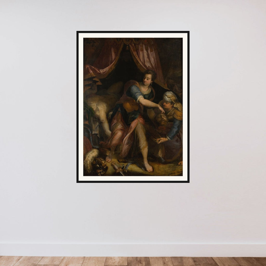 Judith med Holofernes hoved framed — shown to scale