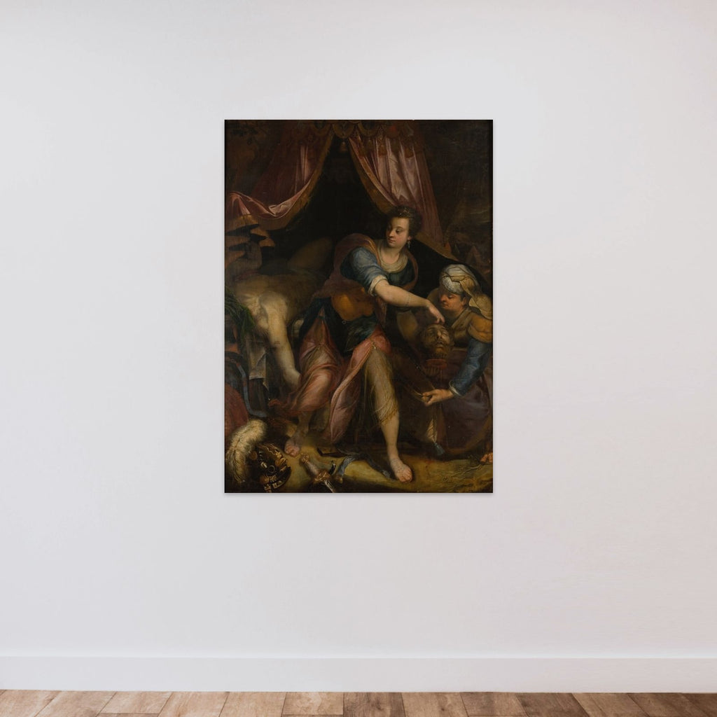 Judith med Holofernes hoved unframed — shown to scale