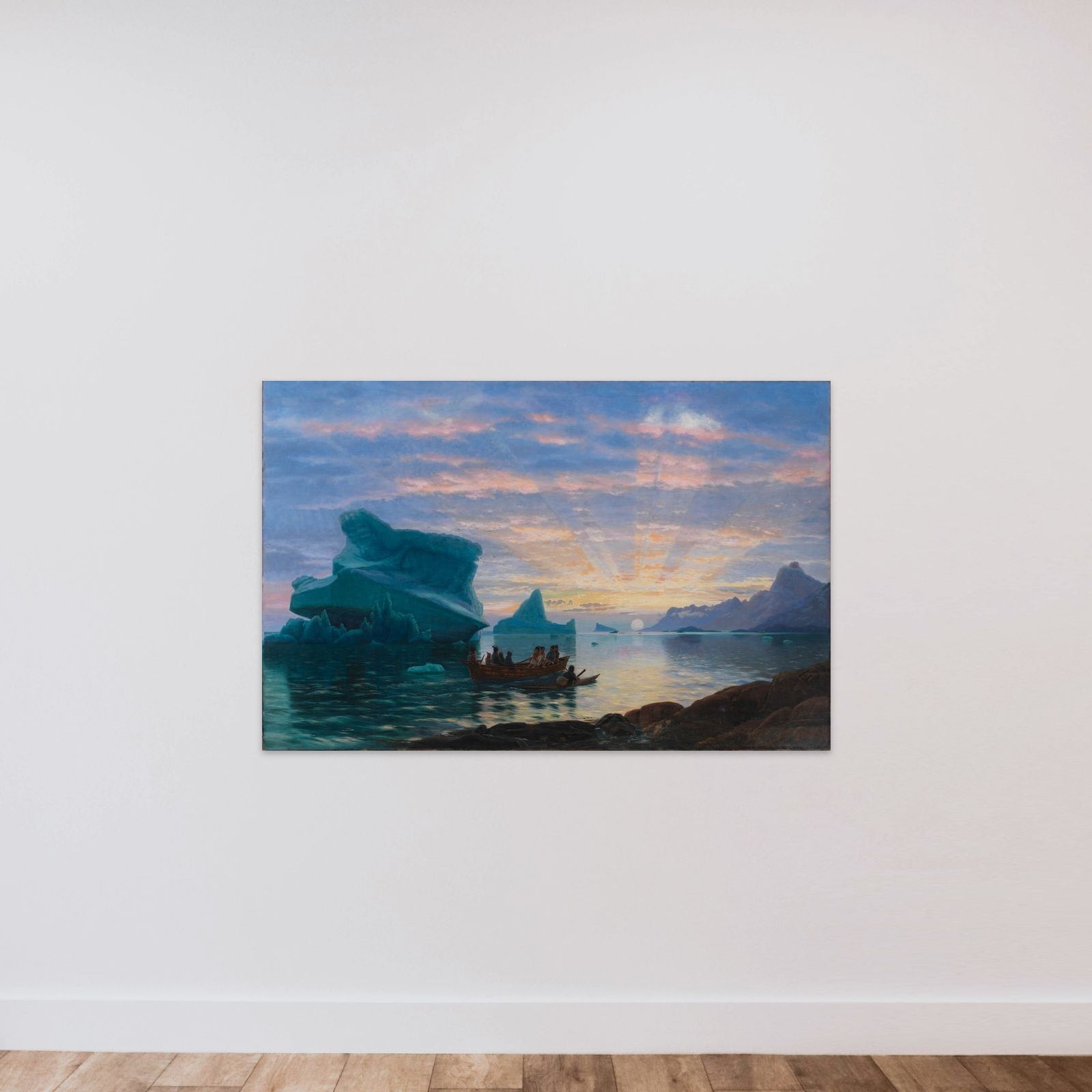 Midnatsstemning ved den grønlandske kyst unframed — shown to scale