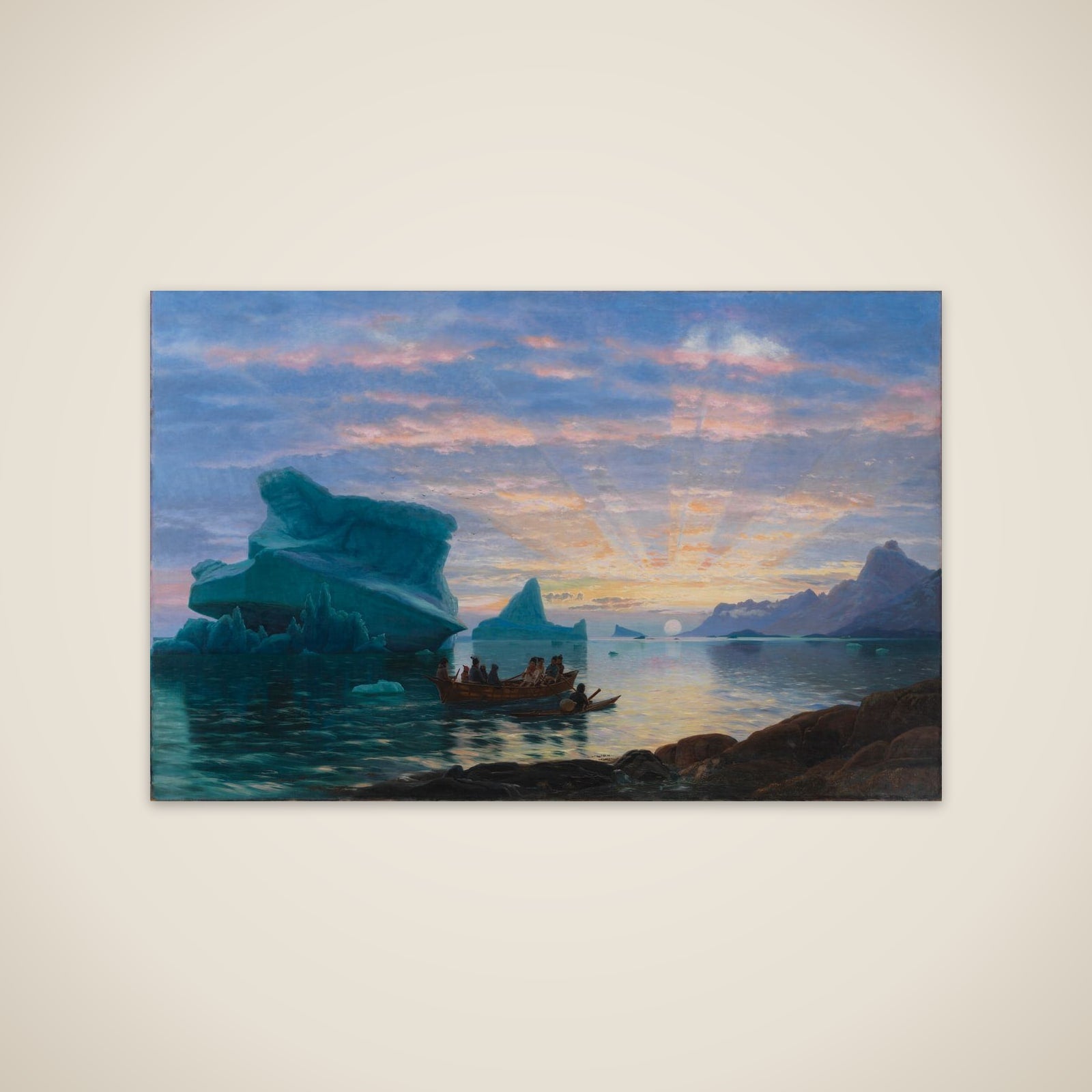 Midnatsstemning ved den grønlandske kyst unframed print