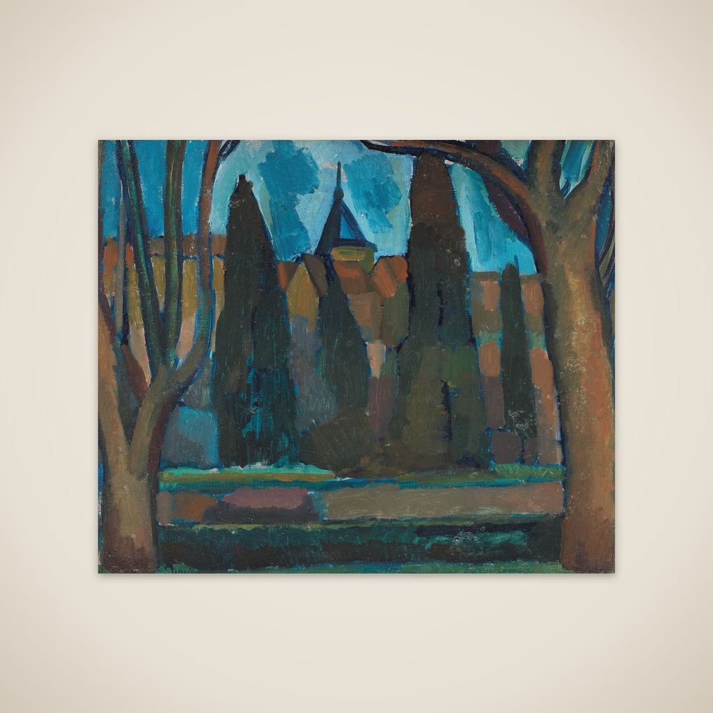Landskab med kirketårn unframed print