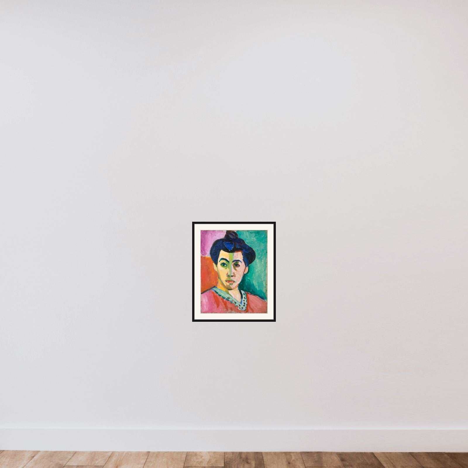 Portræt af Madame Matisse. Den grønne stribe framed — shown to scale