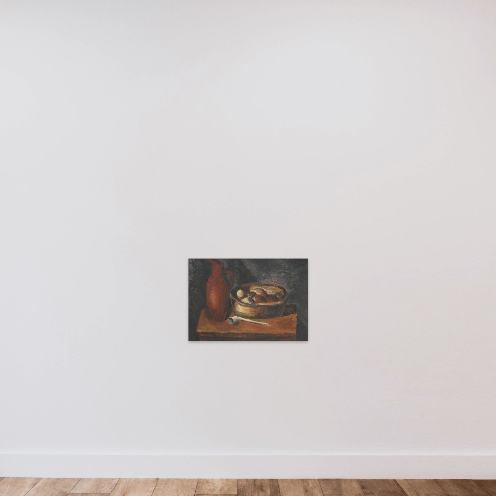 Opstilling med pibe unframed — shown to scale