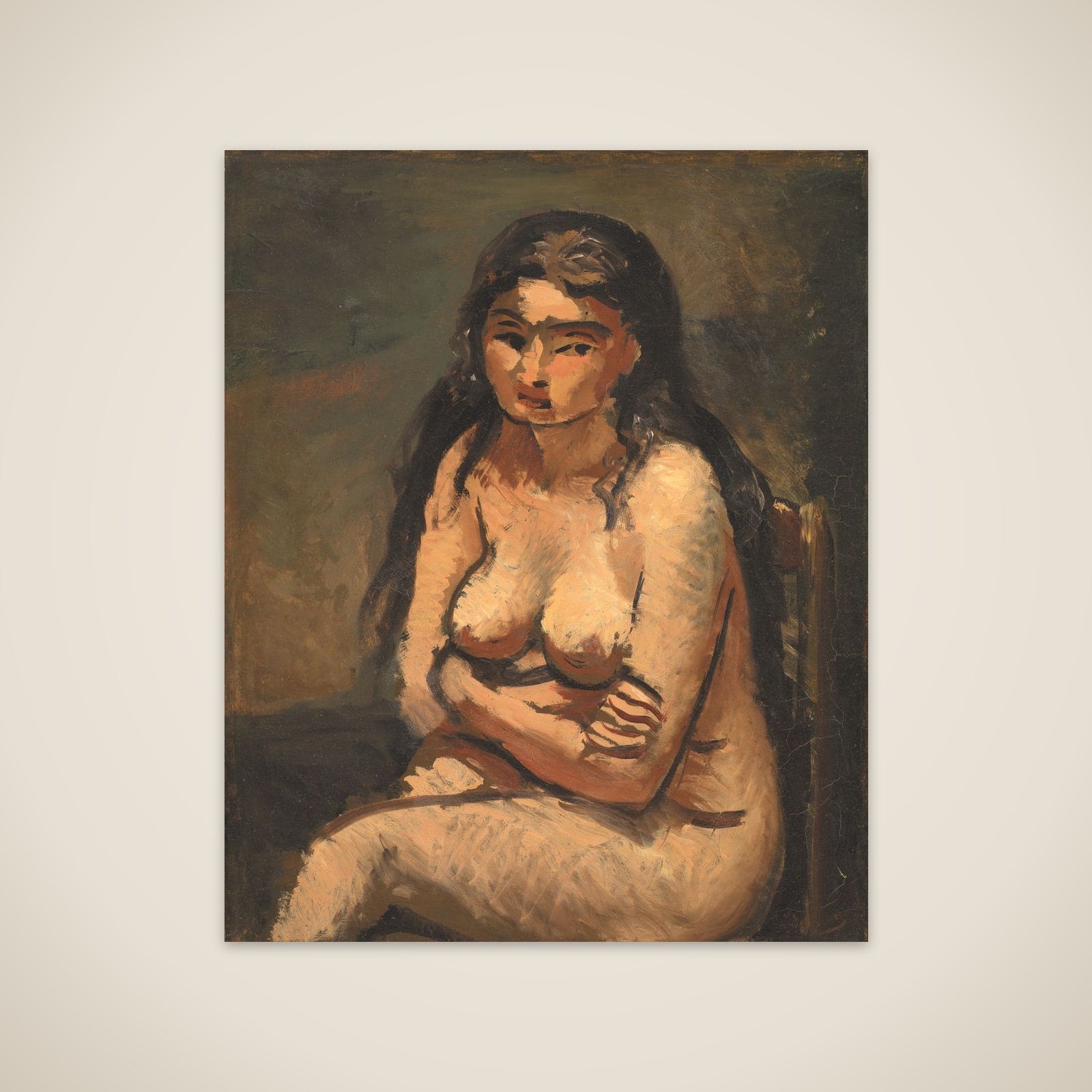 Nøgen model med korslagte arme unframed print