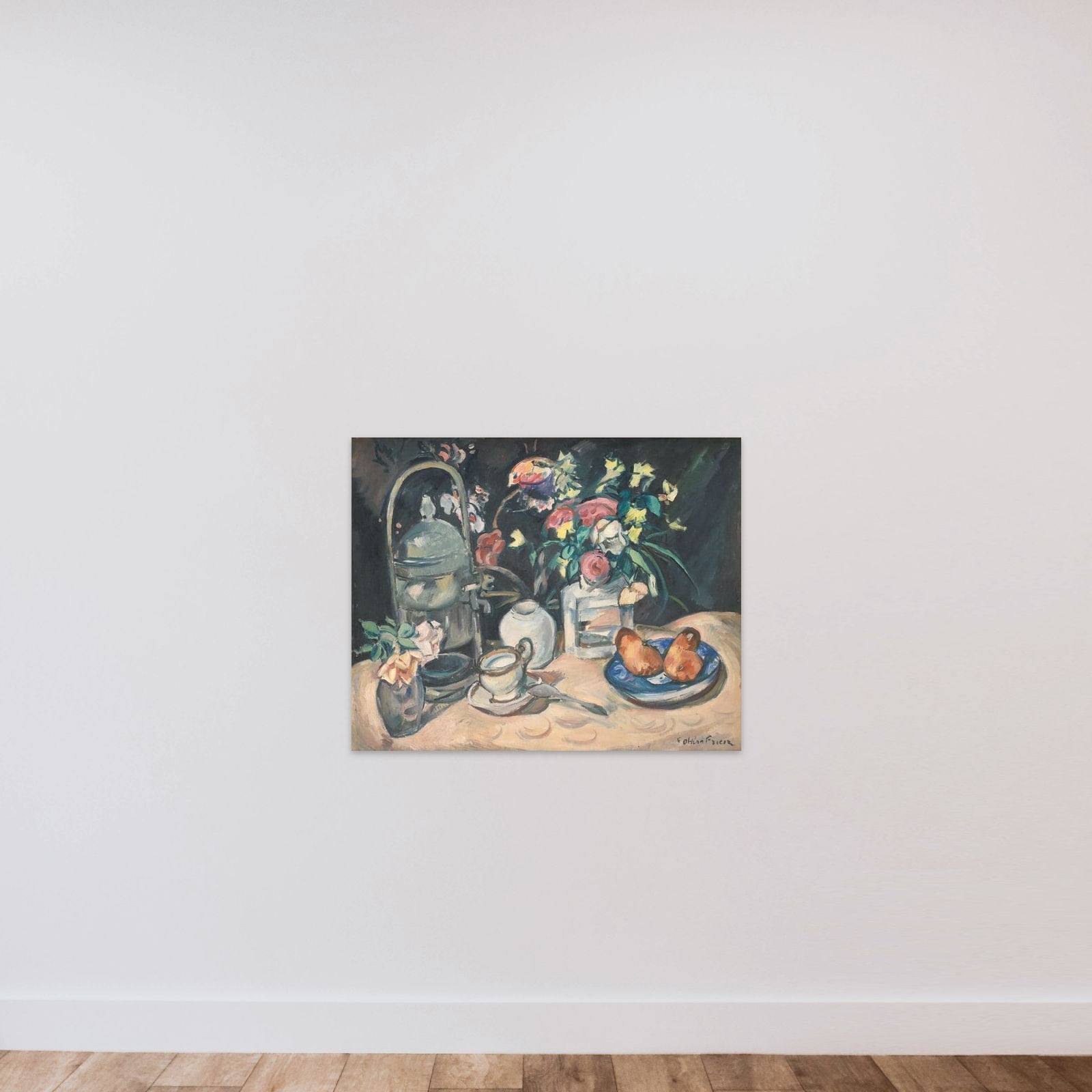Nature morte med briocher unframed — shown to scale