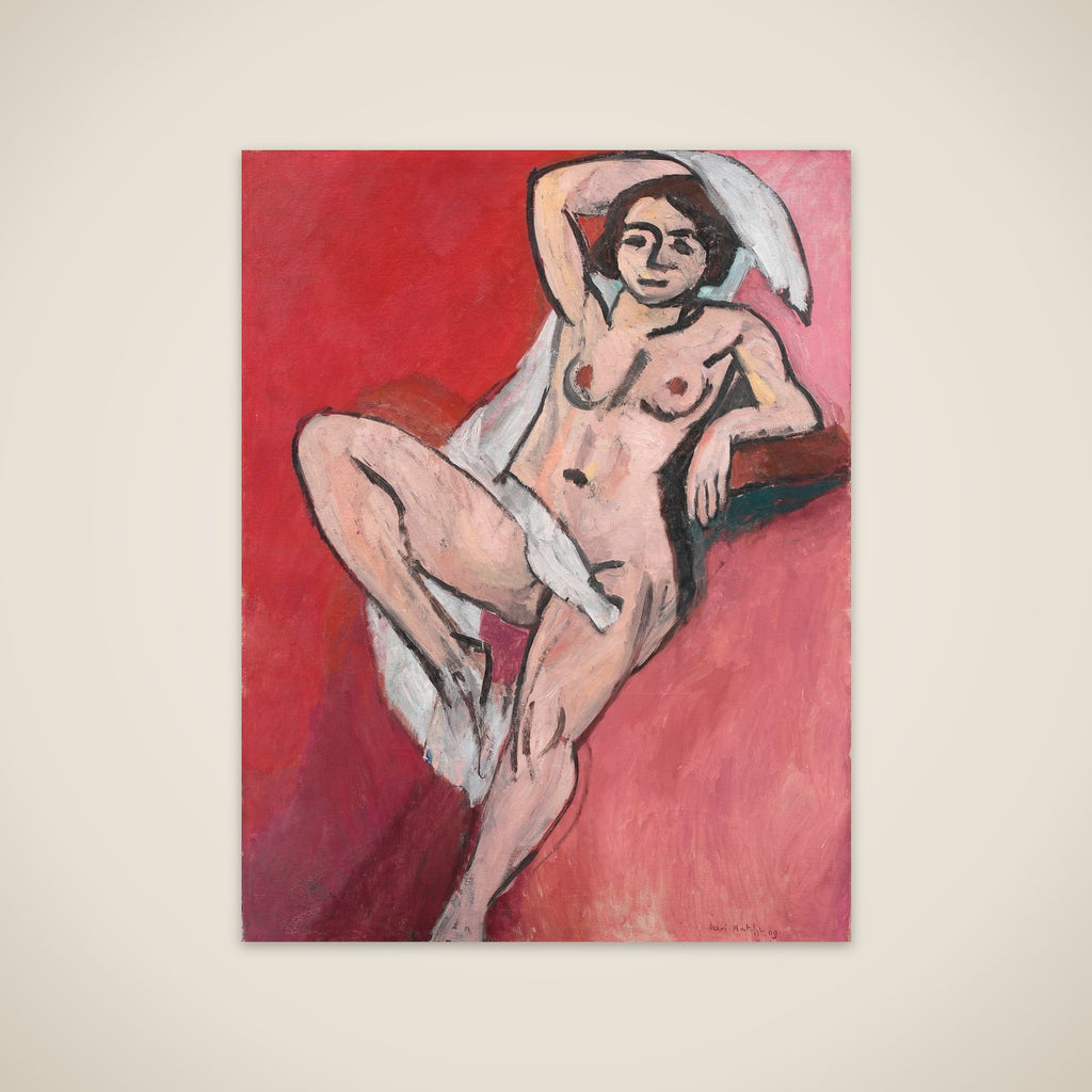 Nøgen kvinde med hvidt klæde unframed print