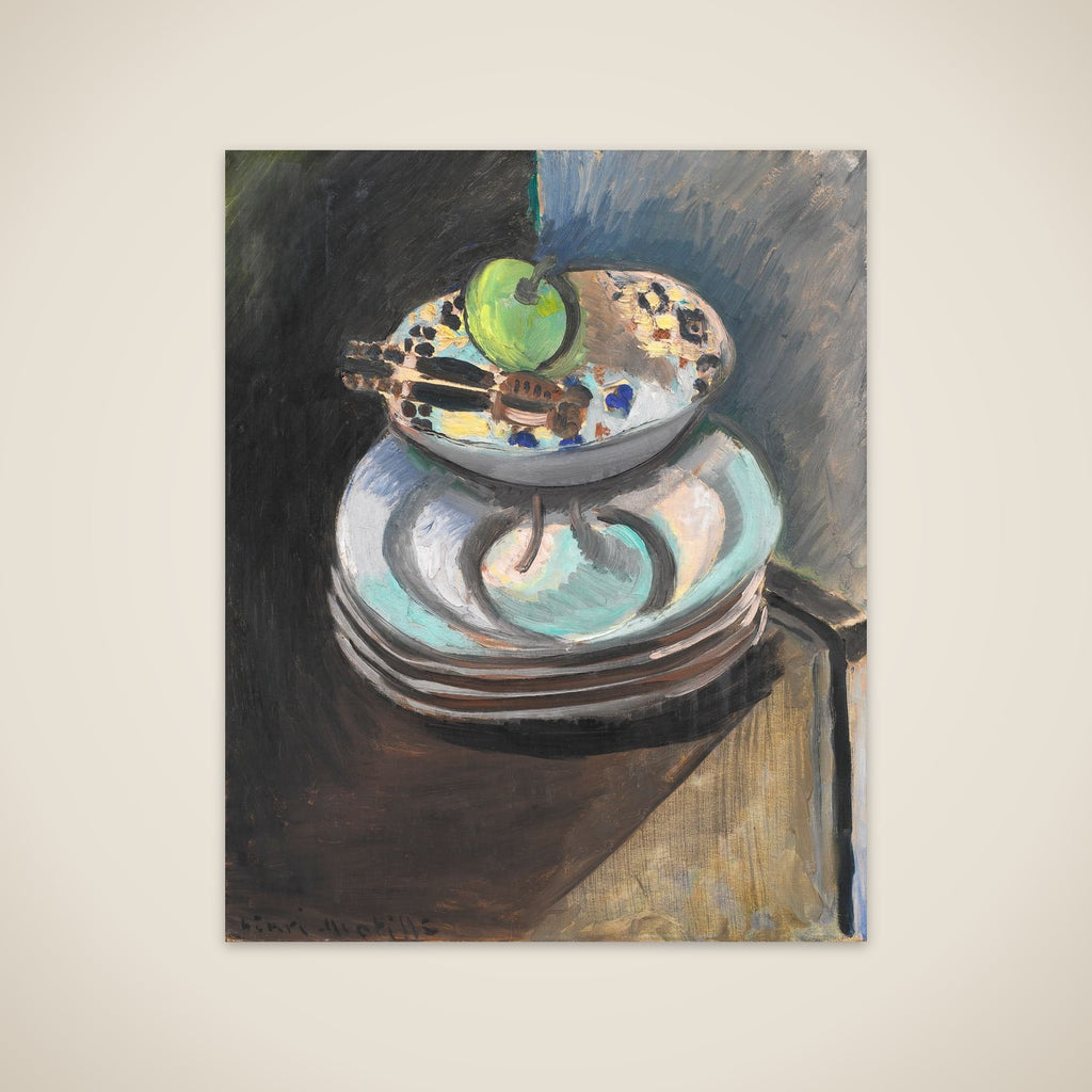 Opstilling med frugtskål og nøddeknækker unframed print