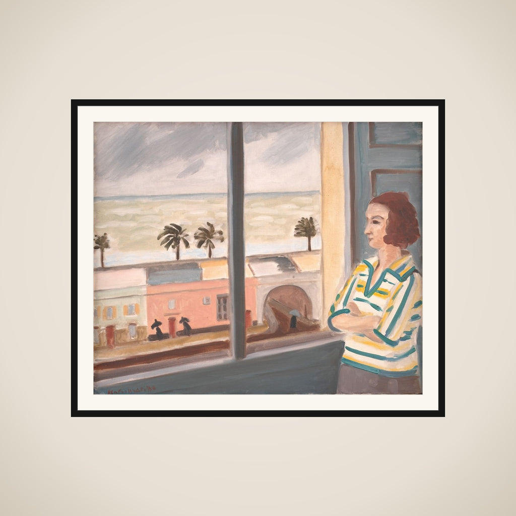 Ung pige, der betragter havet framed