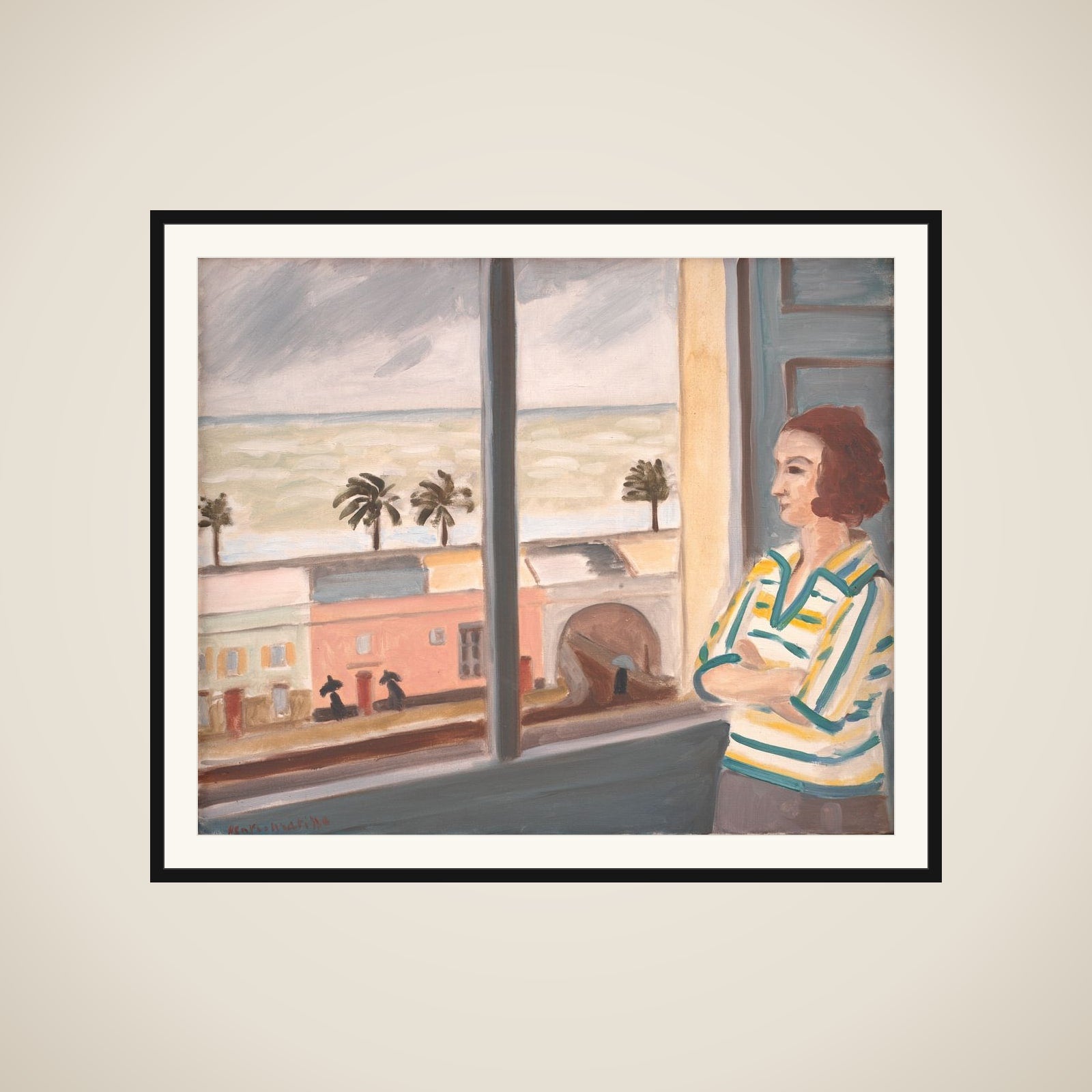 Ung pige, der betragter havet framed