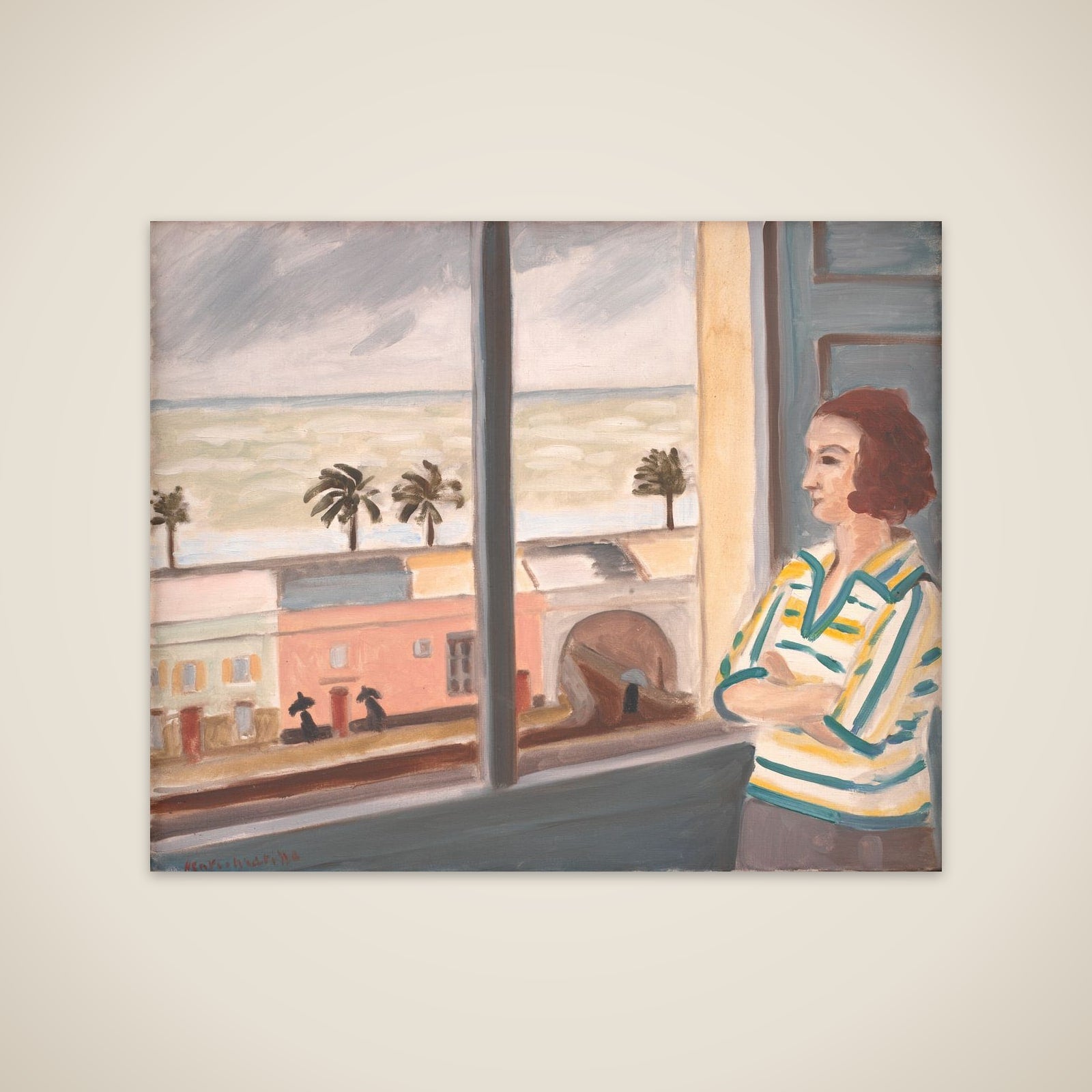 Ung pige, der betragter havet unframed print